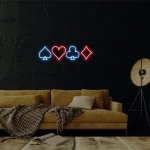 İskambil Poker Neon Led Işıklı Tablo