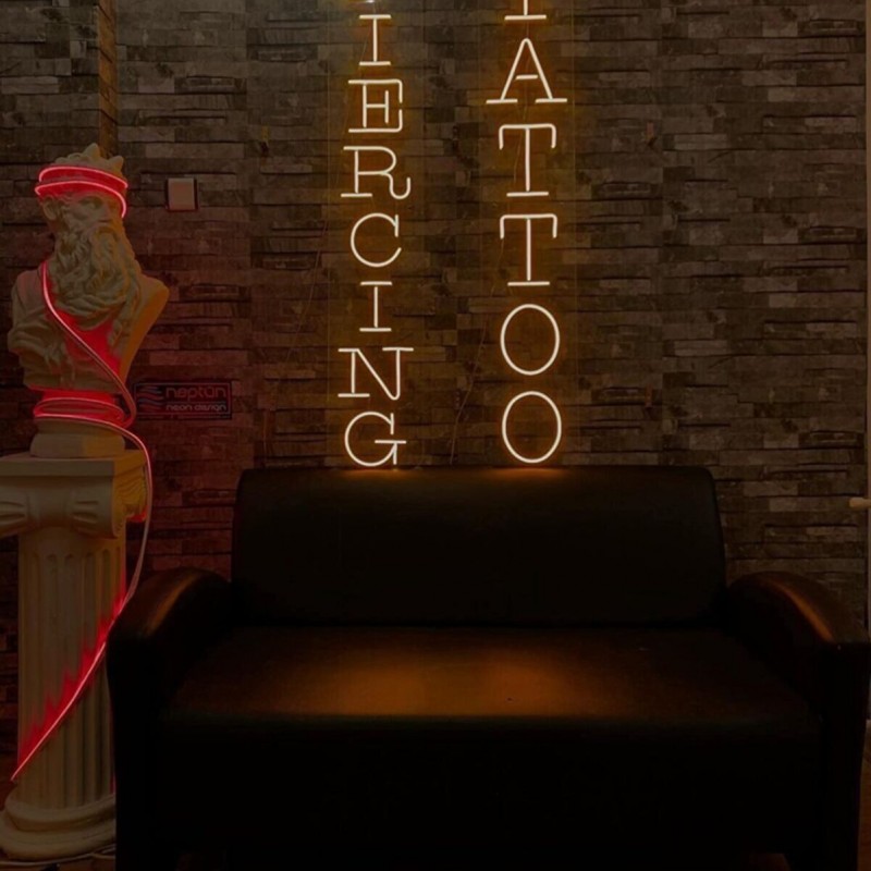 Tattoo Ve Piercing ikili Neon Led Işıklı Tablo