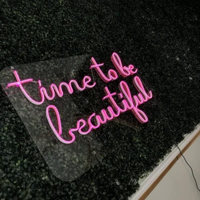 Time To Be Beautiful Yazılı Neon Led Işıklı Tablo