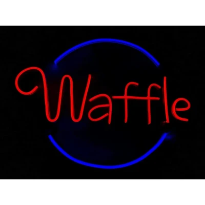 Waffle Yazılı Neon Led Işıklı Tablo