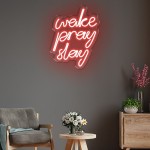 Wake Pray Slay Yazılı Neon Led Işıklı Tablo v2