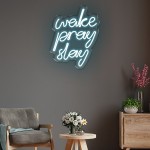 Wake Pray Slay Yazılı Neon Led Işıklı Tablo
