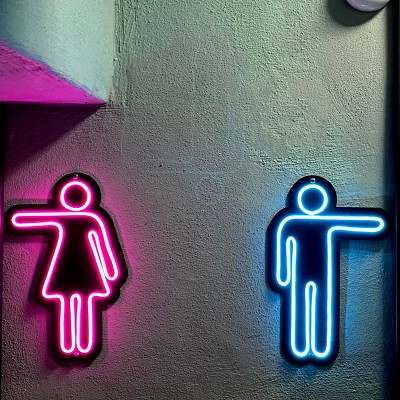 Kadın Erkek Tuvalet Piktogramları Neon Led Işıklı Tablo