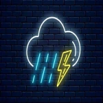 Yağmurlu Bulut Neon Led Işıklı Tablo