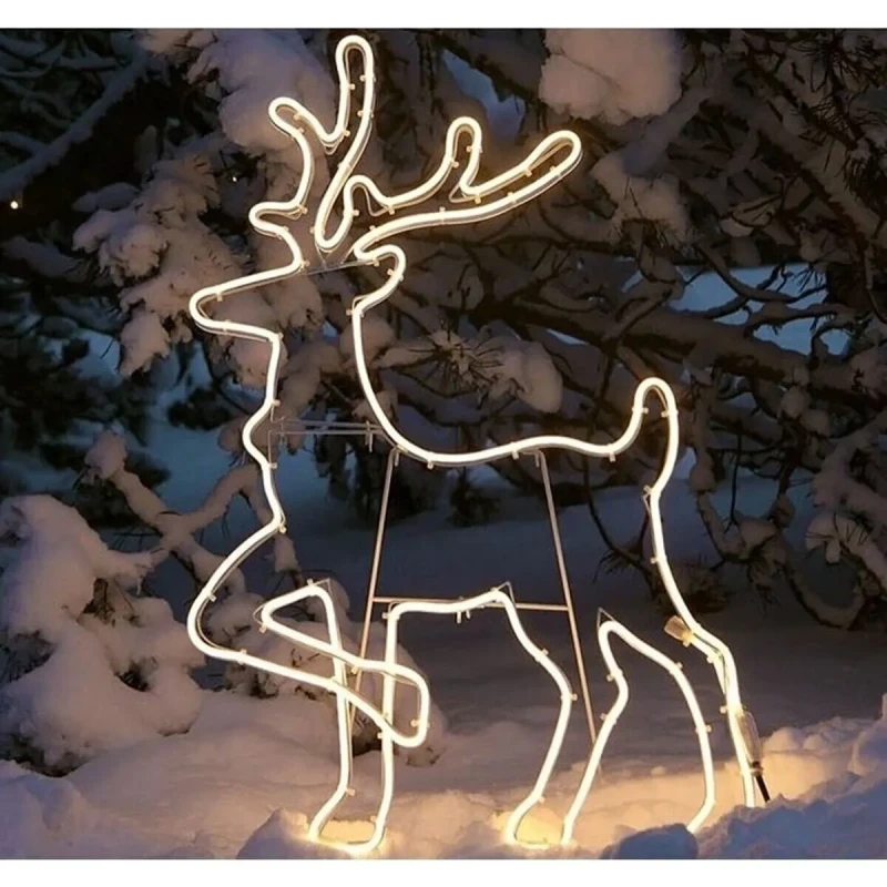 Yılbaşı Geyik Neon Led Işıklı Tablo
