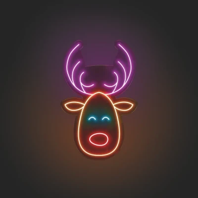 Yılbaşı Geyik Neon Led Işıklı Tablo v2
