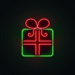 Yılbaşı Hediye Pakedi Neon Led Işıklı Tablo