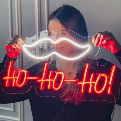 Yılbaşı Ho Ho Ho Yazılı Neon Led Işıklı Tablo