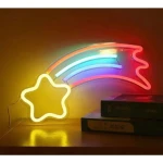 Yıldızlı Gökkuşağı Neon Led Işıklı Tablo