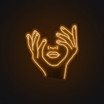 Yüzünü Kapatan Kadın Neon Led Işıklı Tablo